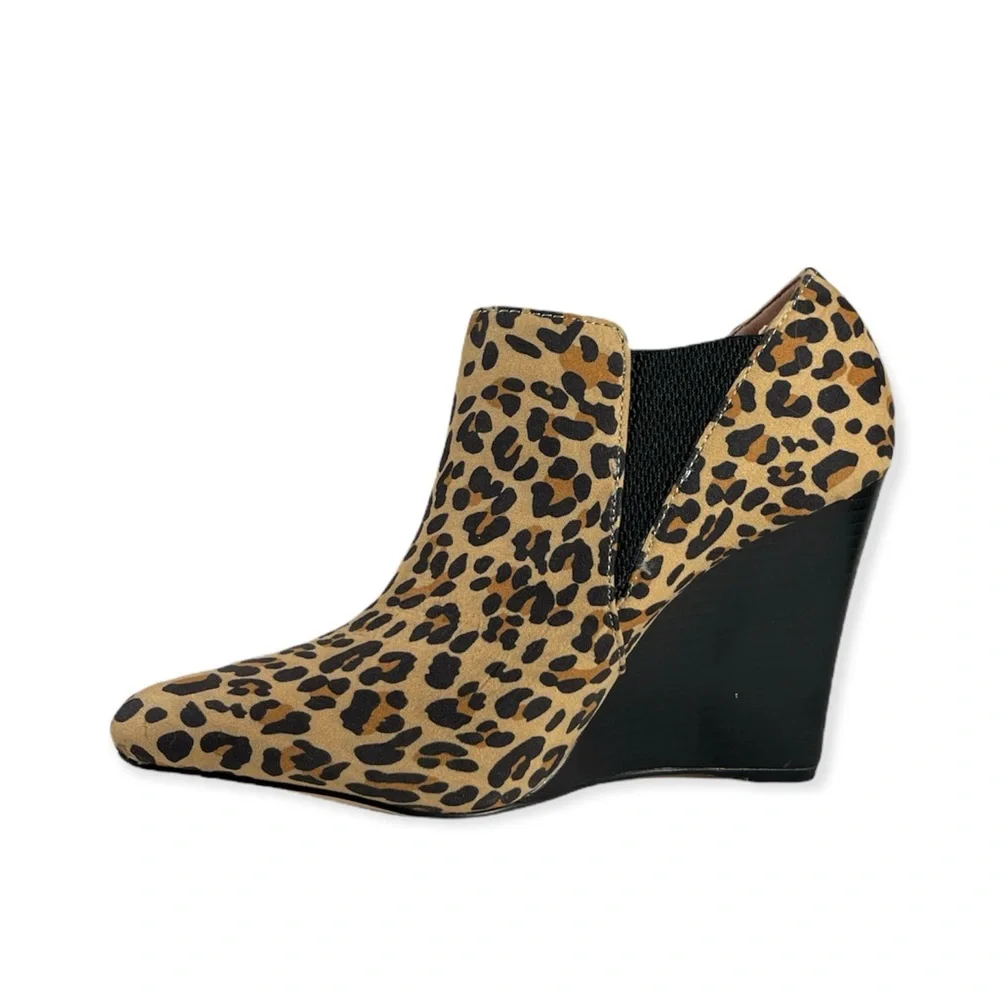 Leopard Print Wedge Ankle Boots - Picture 3 of 3